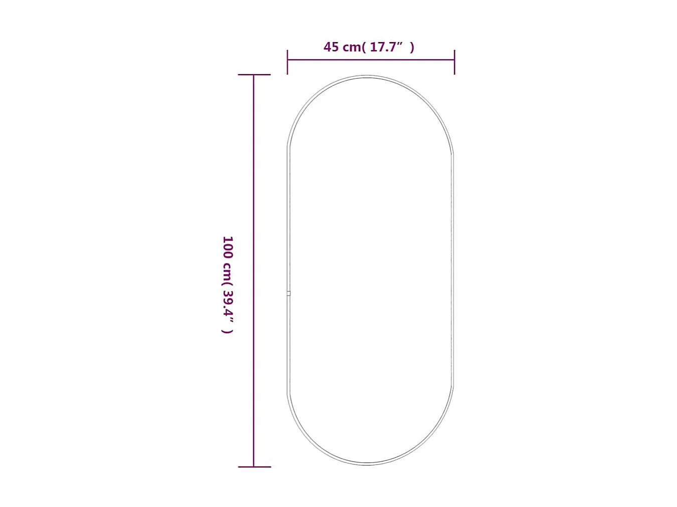 Espejo de pared dorado 100x45 cm Ovalado