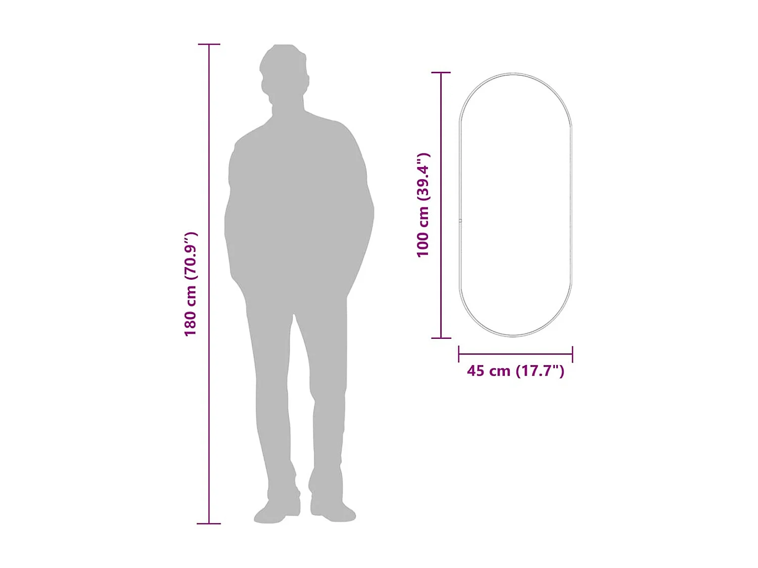 Espejo de pared dorado 100x45 cm Ovalado