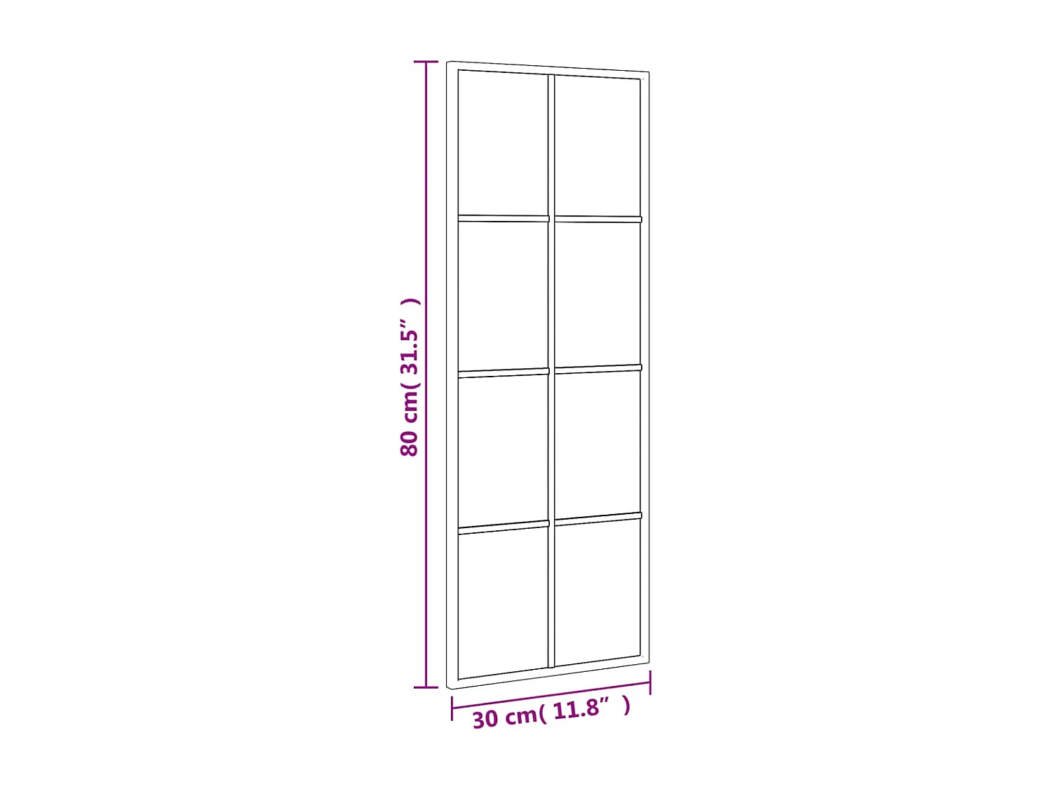 Zwarte wandspiegel 30x80 cm rechthoekig ijzer