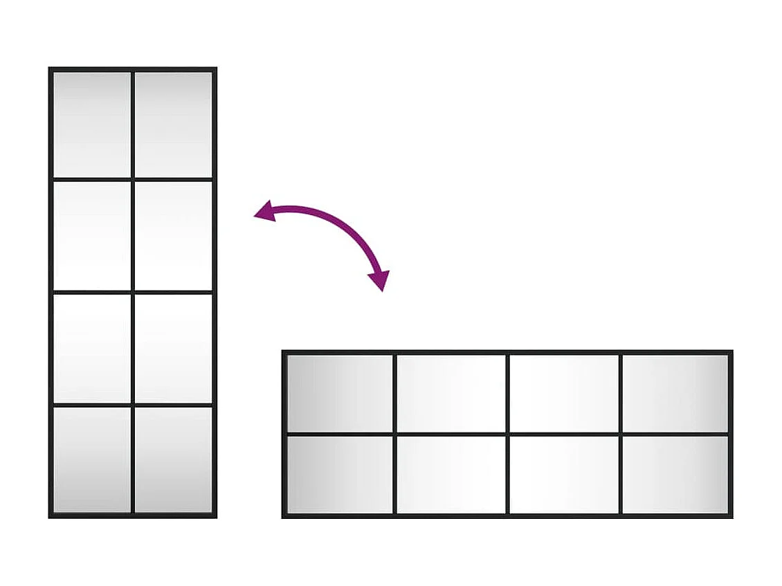 Specchio da parete nero 30x80 cm rettangolare in ferro