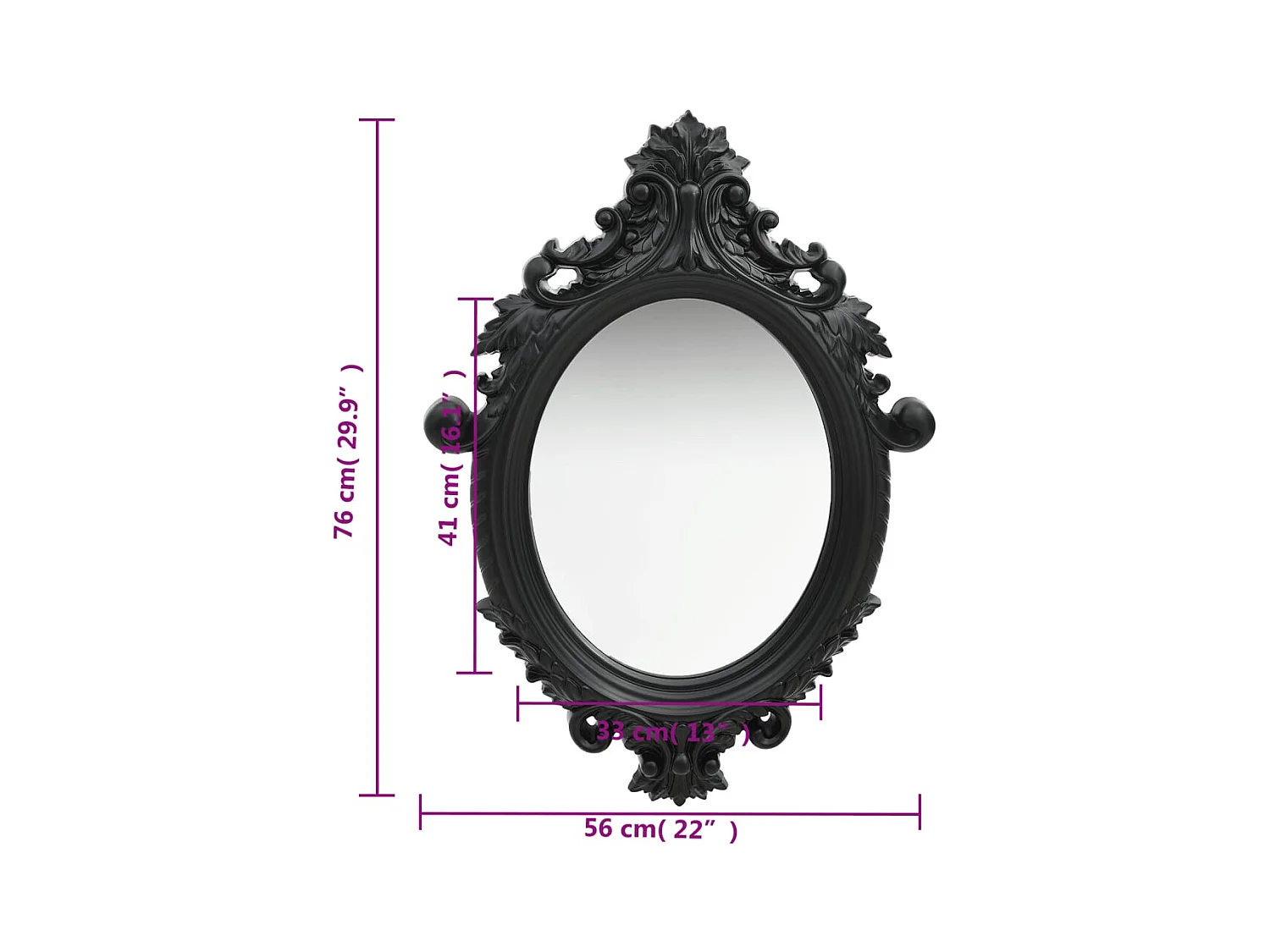 Miroir mural style château 56x76 cm Noir