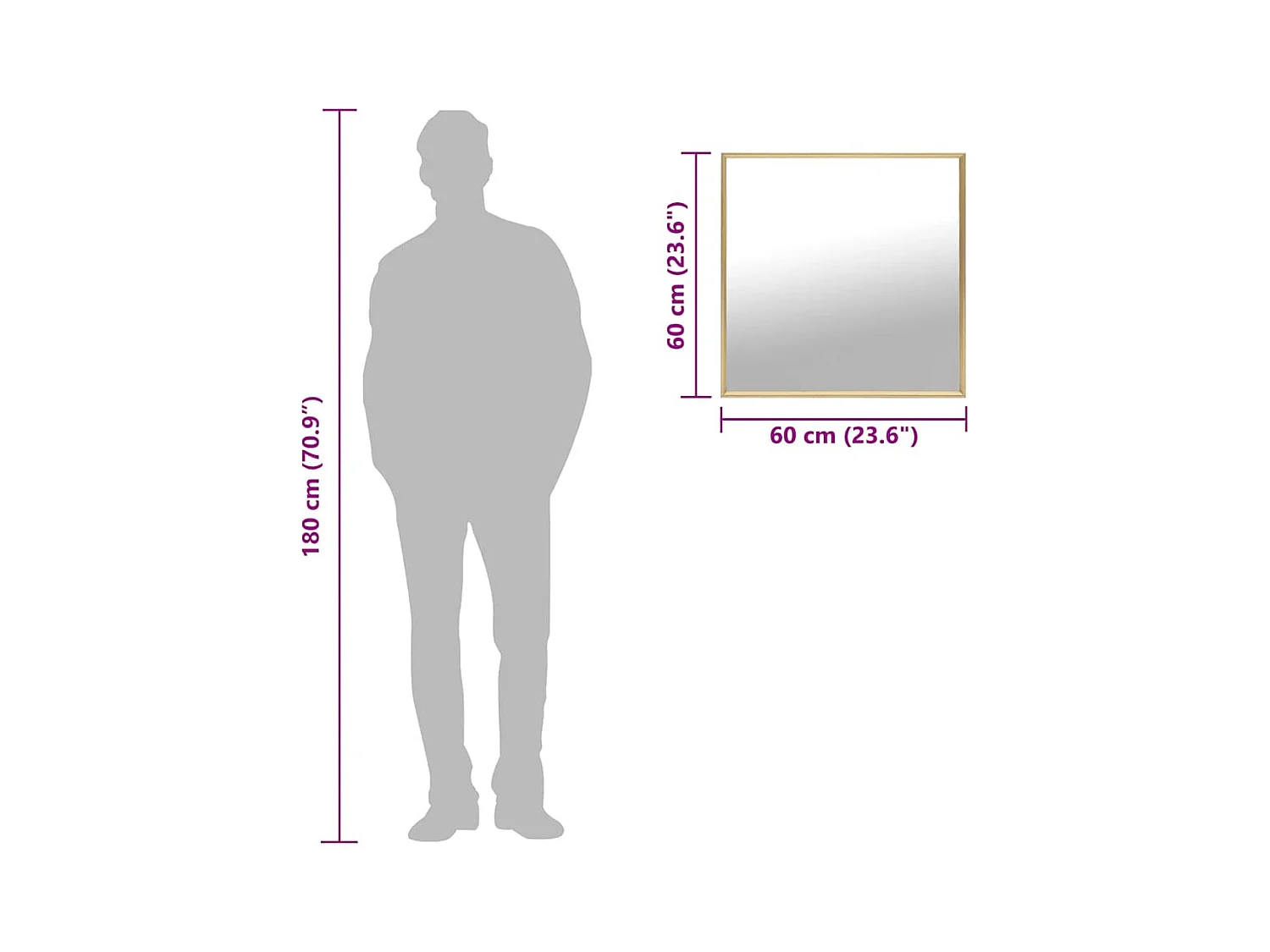 Specchio dorato 60x60 cm