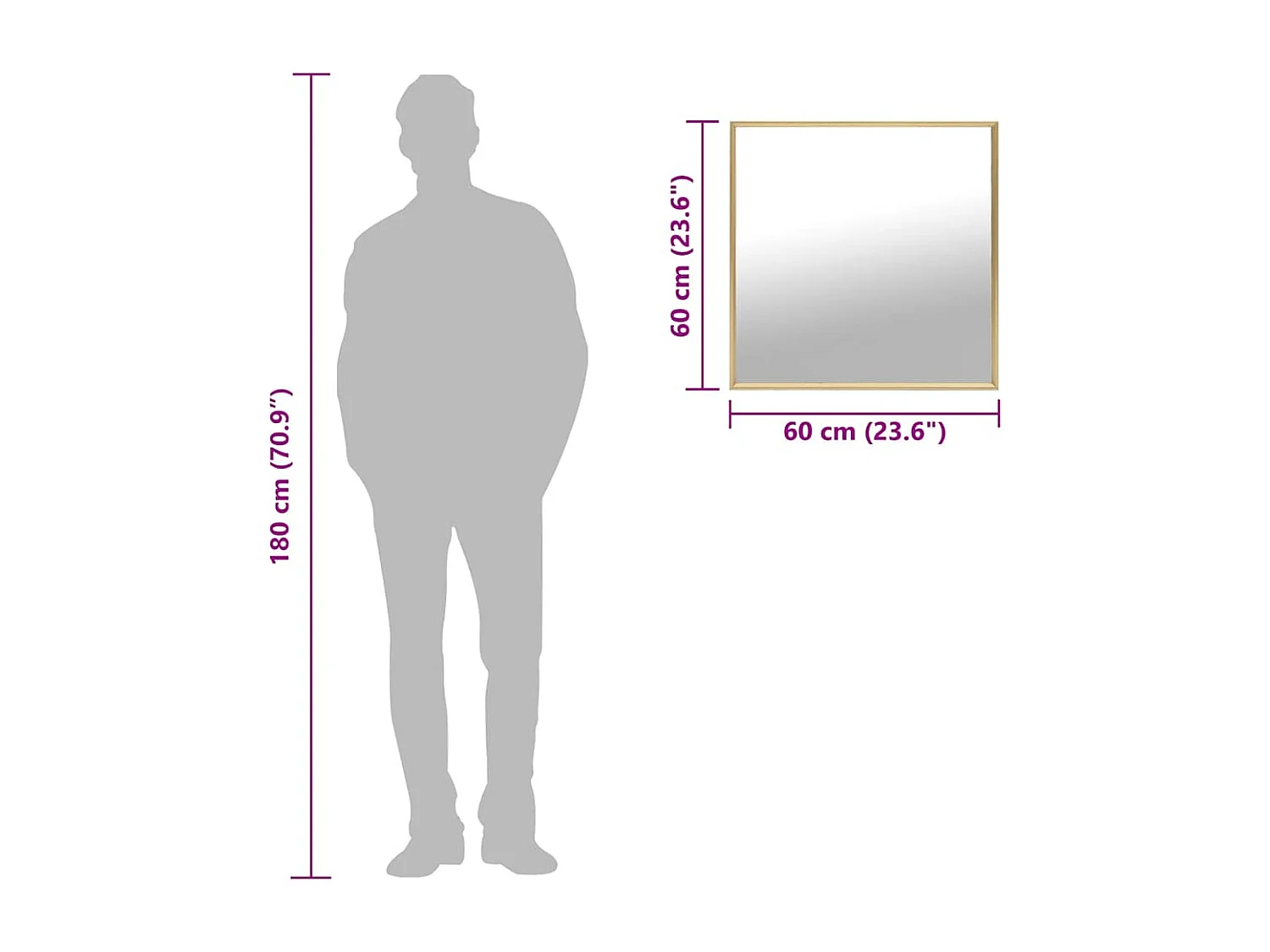 Espejo dorado 60x60 cm