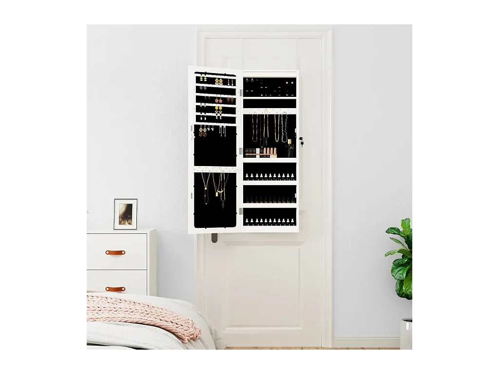 Joyero con espejo e iluminación de pared LED blanca