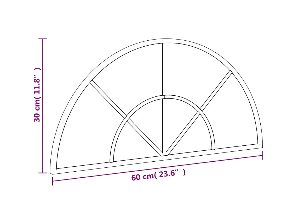 Zwarte wandspiegel 60x30 cm ijzeren boog