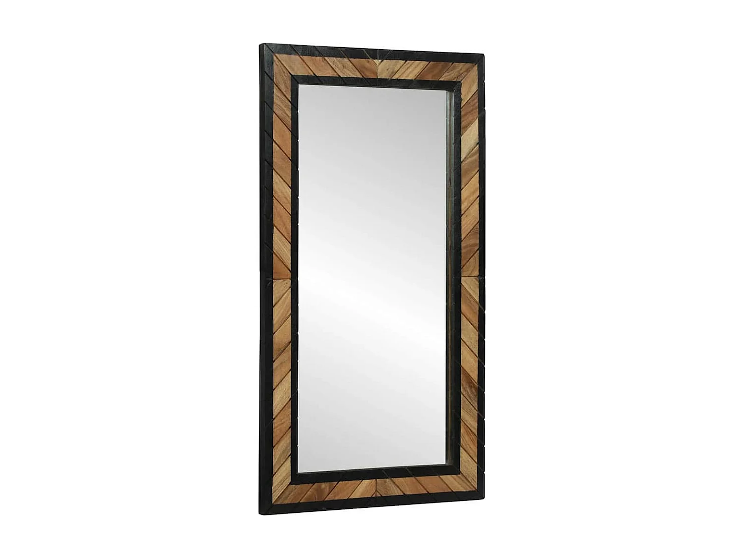 Espejo negro y marrón 90 x 2 x 50 cm Madera maciza de acacia