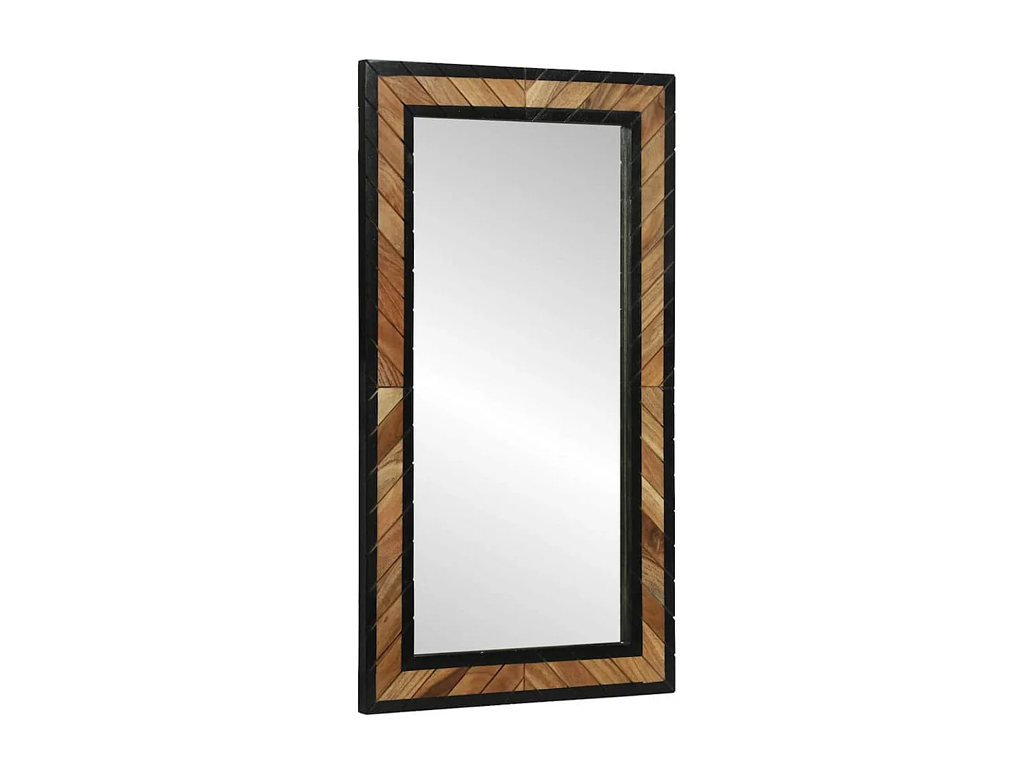 Espejo negro y marrón 90 x 2 x 50 cm Madera maciza de acacia