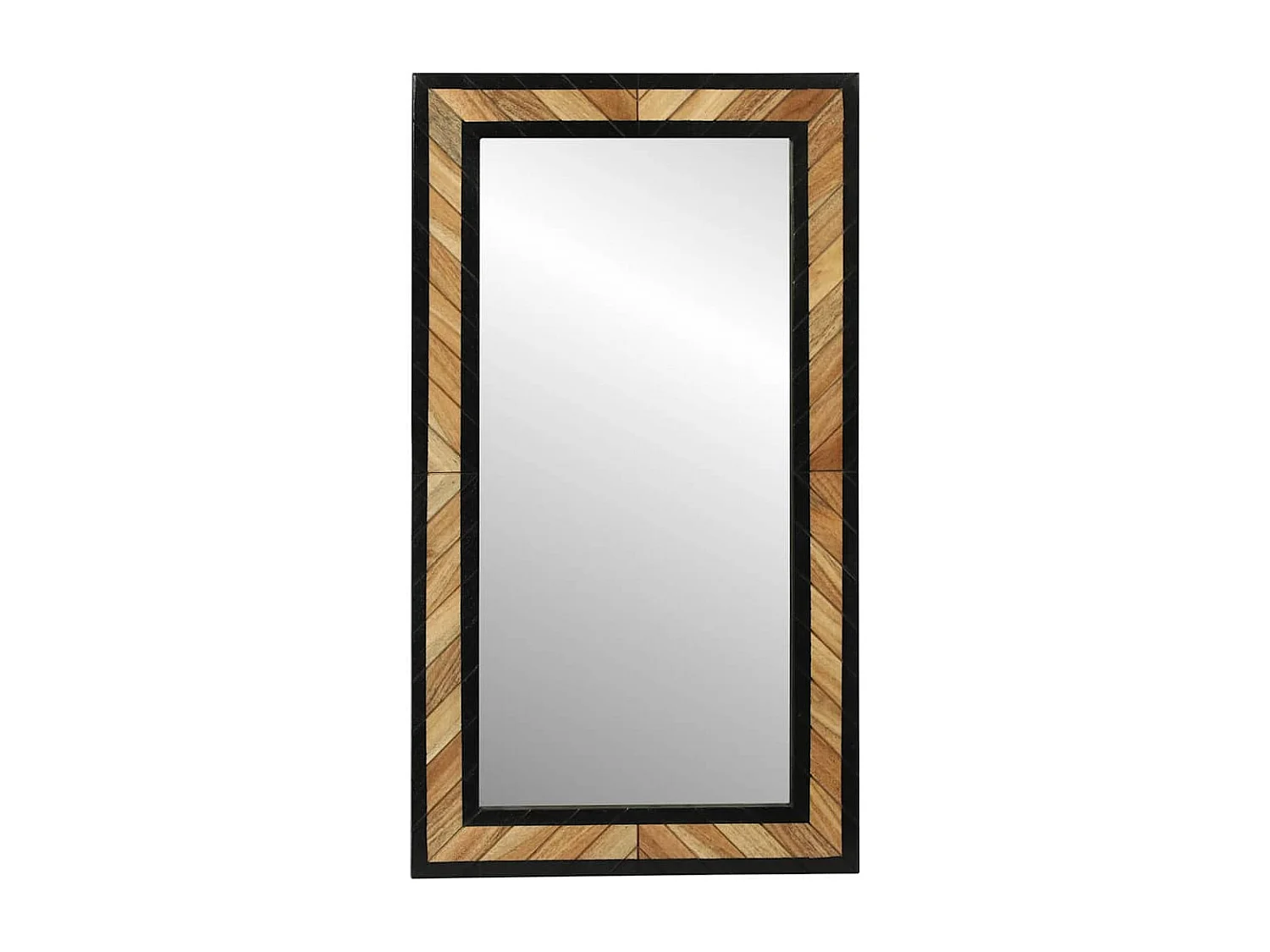 Espejo negro y marrón 90 x 2 x 50 cm Madera maciza de acacia