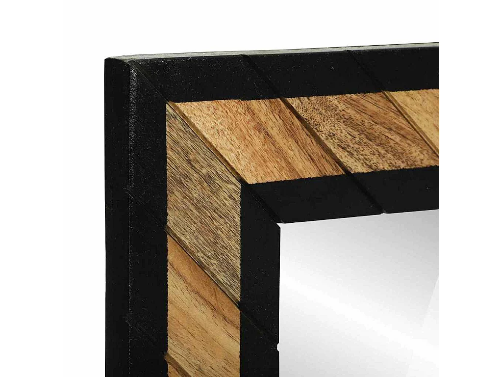 Espejo negro y marrón 90 x 2 x 50 cm Madera maciza de acacia