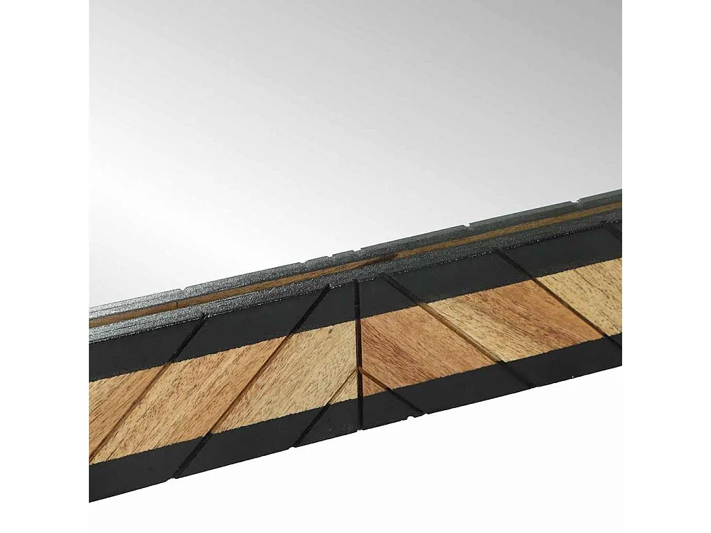 Espejo negro y marrón 90 x 2 x 50 cm Madera maciza de acacia