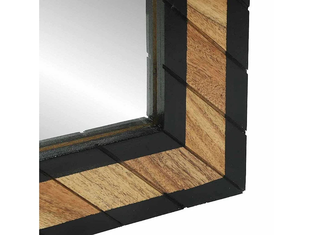 Espejo negro y marrón 90 x 2 x 50 cm Madera maciza de acacia