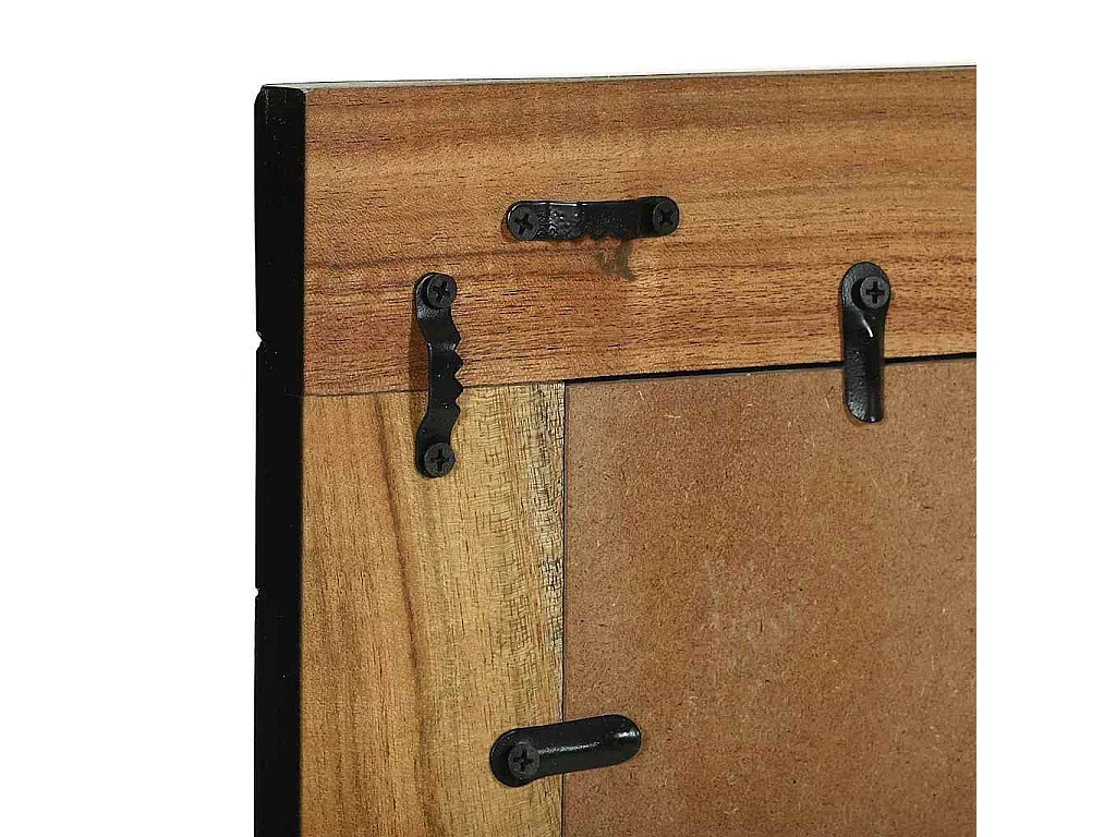 Espejo negro y marrón 90 x 2 x 50 cm Madera maciza de acacia
