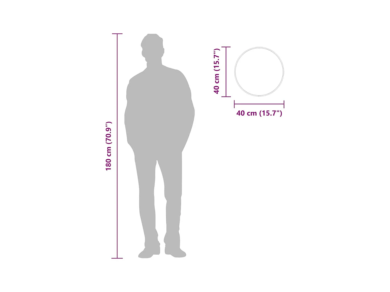 Zwarte wandspiegel Ø 40 cm Rond