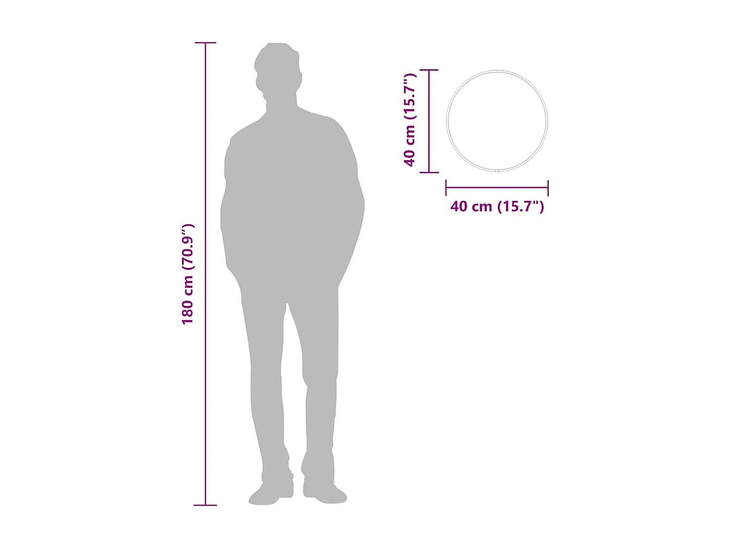 Specchio da parete nero Ø 40 cm Rotondo