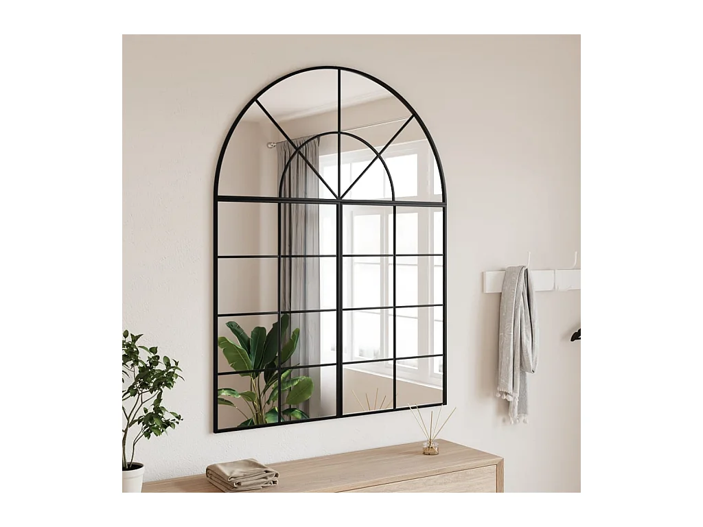 Specchio da parete nero 100x130 cm arco in ferro