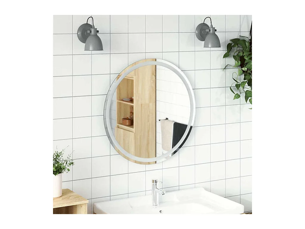 Espejo de baño LED redondo de 70 cm