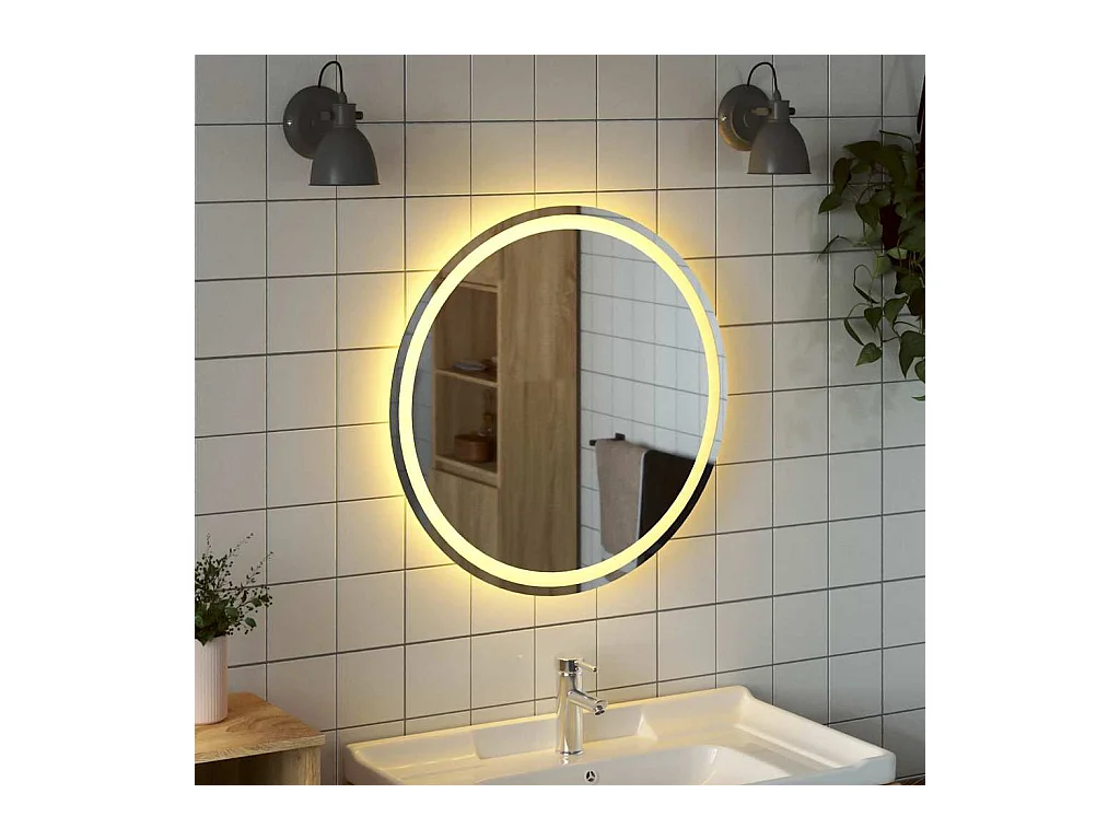 Espejo de baño LED redondo de 70 cm