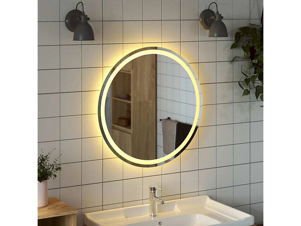 Espejo de baño LED redondo de 70 cm