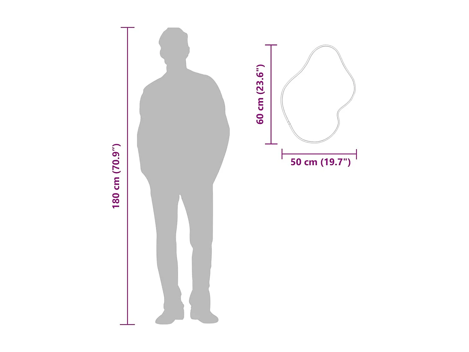 Zilveren wandspiegel 60x50 cm