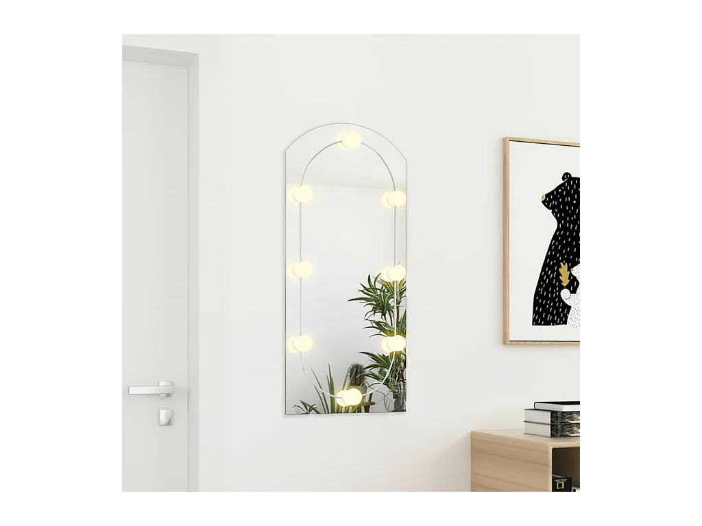 Spiegel met LED-verlichting 90x45 cm Gebogen glas