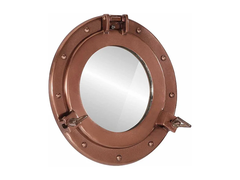 Patrijspoortvormige wandspiegel Ø30 cm aluminium en glas