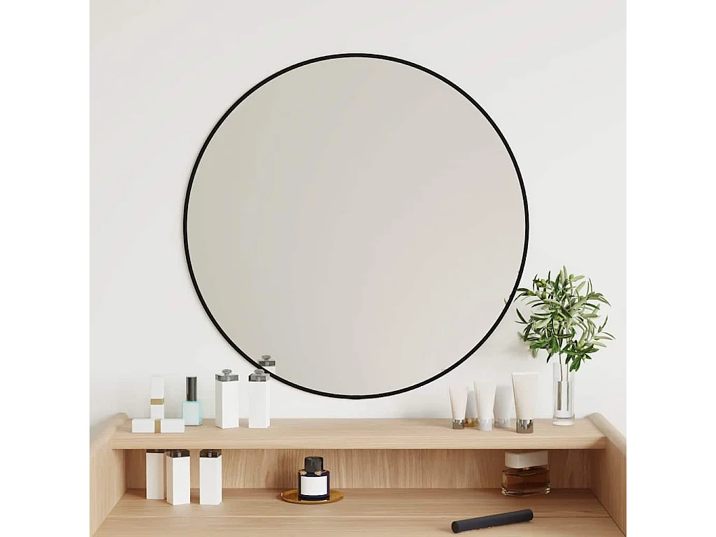 Zwarte wandspiegel Ø 60 cm Rond