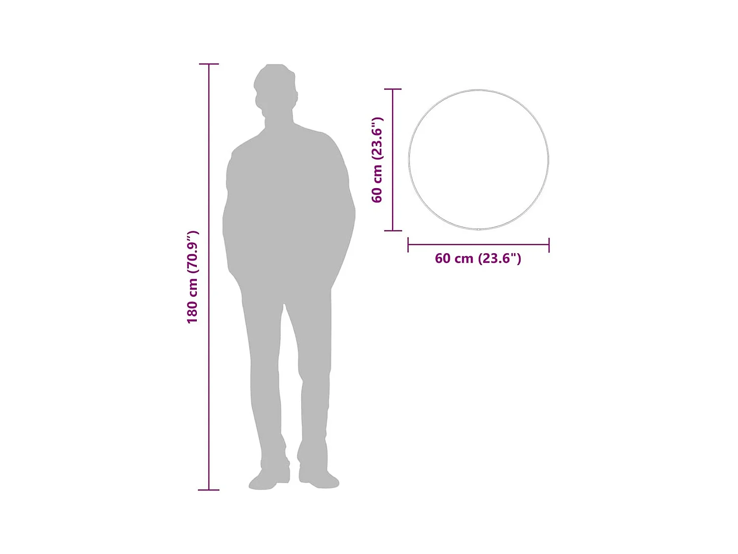 Zwarte wandspiegel Ø 60 cm Rond