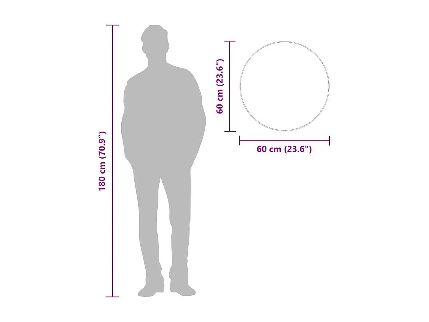 Specchio da parete nero Ø 60 cm Rotondo