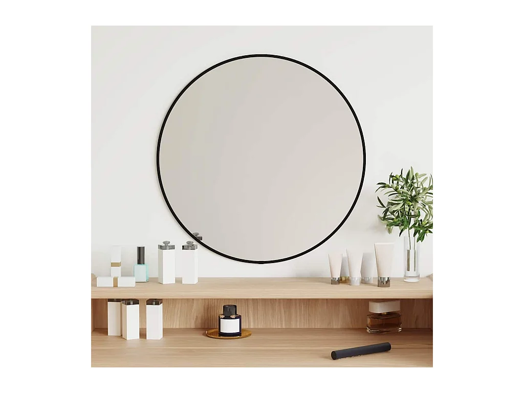 Zwarte wandspiegel Ø 50 cm Rond