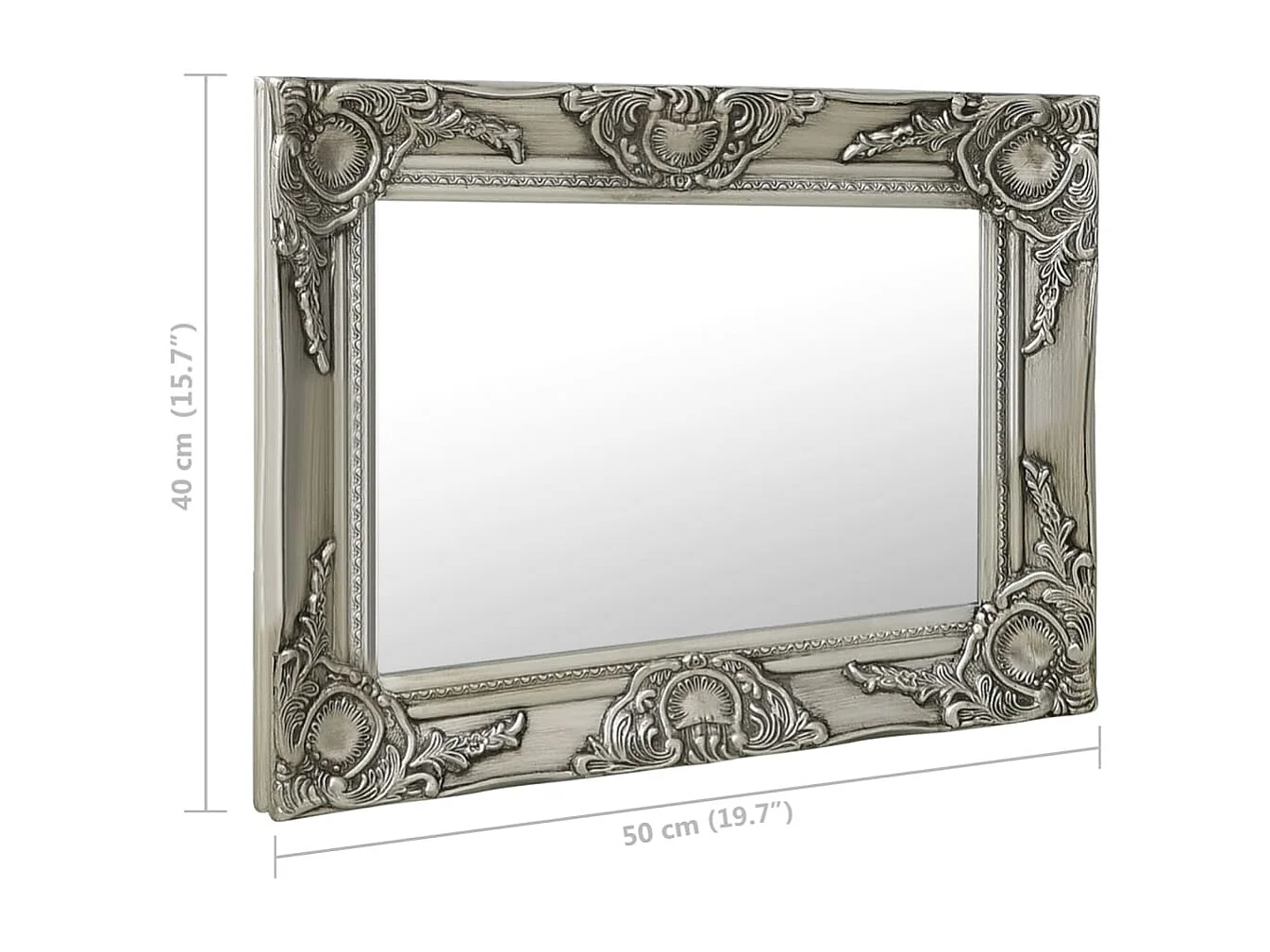 Espejo de pared estilo barroco 50x40 cm Plata