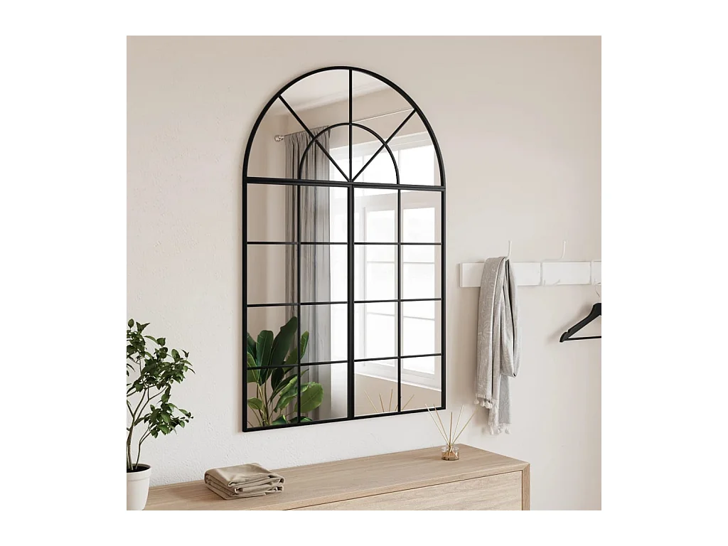Specchio da parete nero 80x120 cm arco in ferro