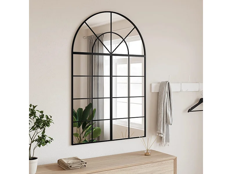 Espejo de pared negro 80x120 cm arco de hierro