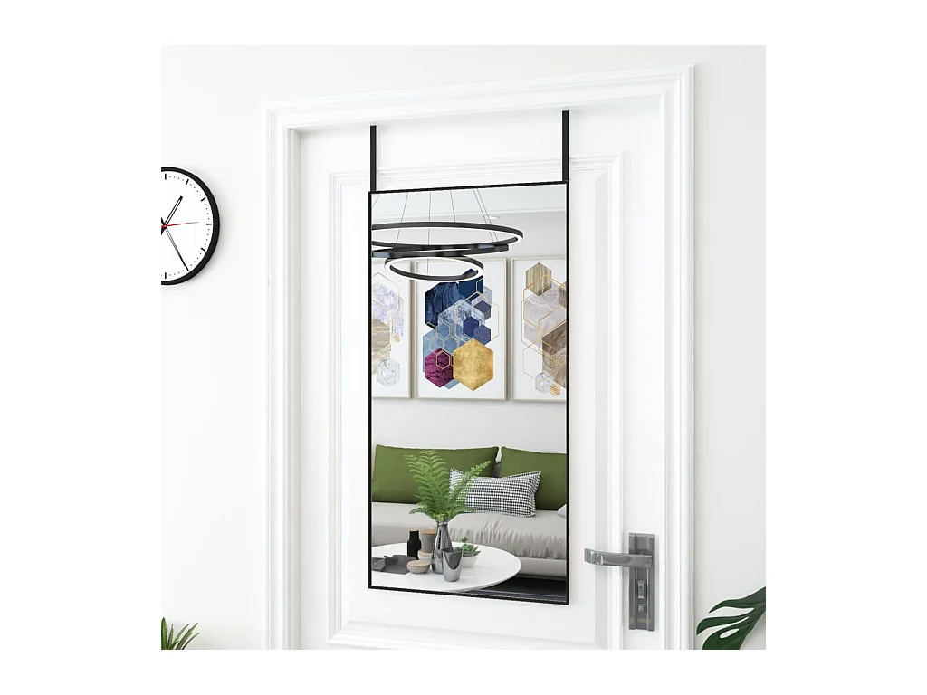 Specchio porta nero 50x100 cm Vetro e alluminio