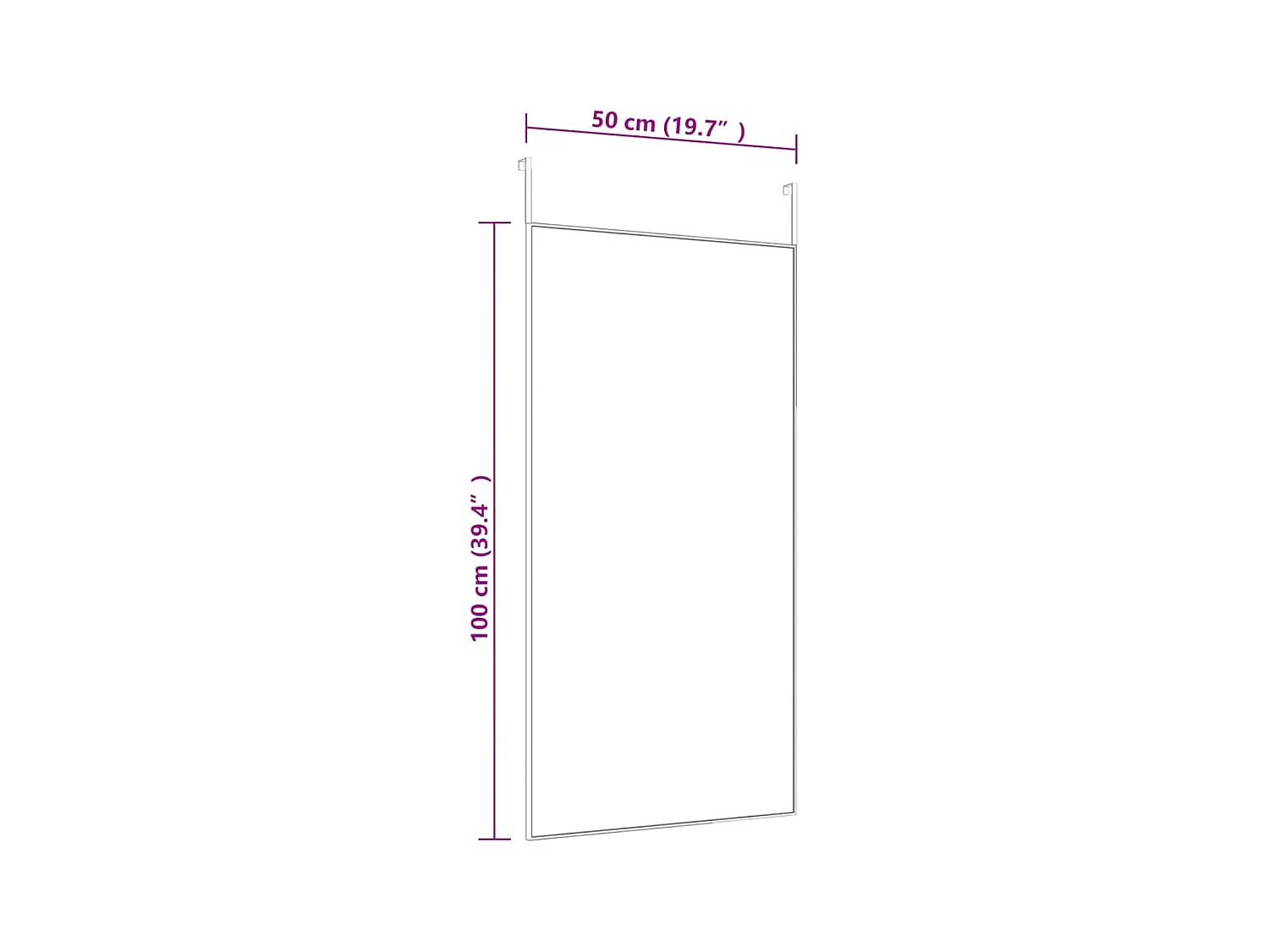 Specchio porta nero 50x100 cm Vetro e alluminio