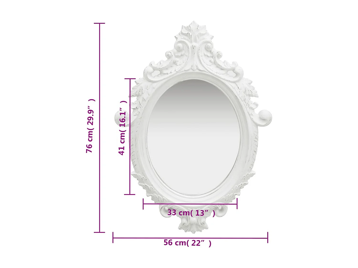 Specchio da parete stile castello 56x76 cm Bianco