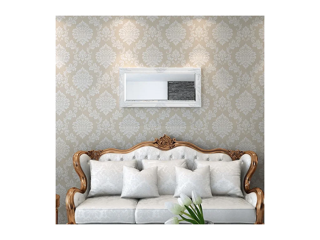 Specchio da parete in stile barocco 100x50 cm bianco