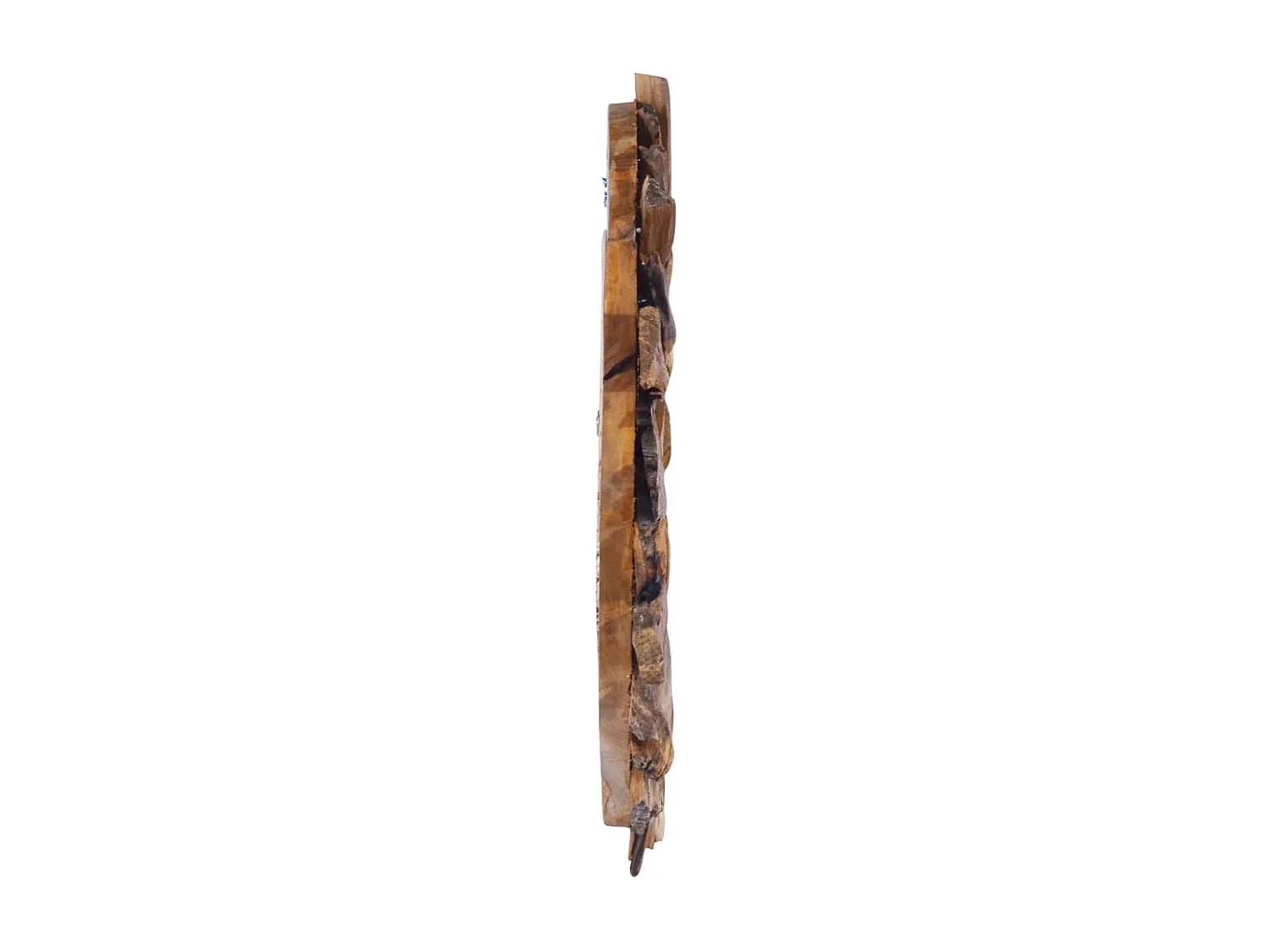 Specchio da parete rotondo in teak da 40 cm