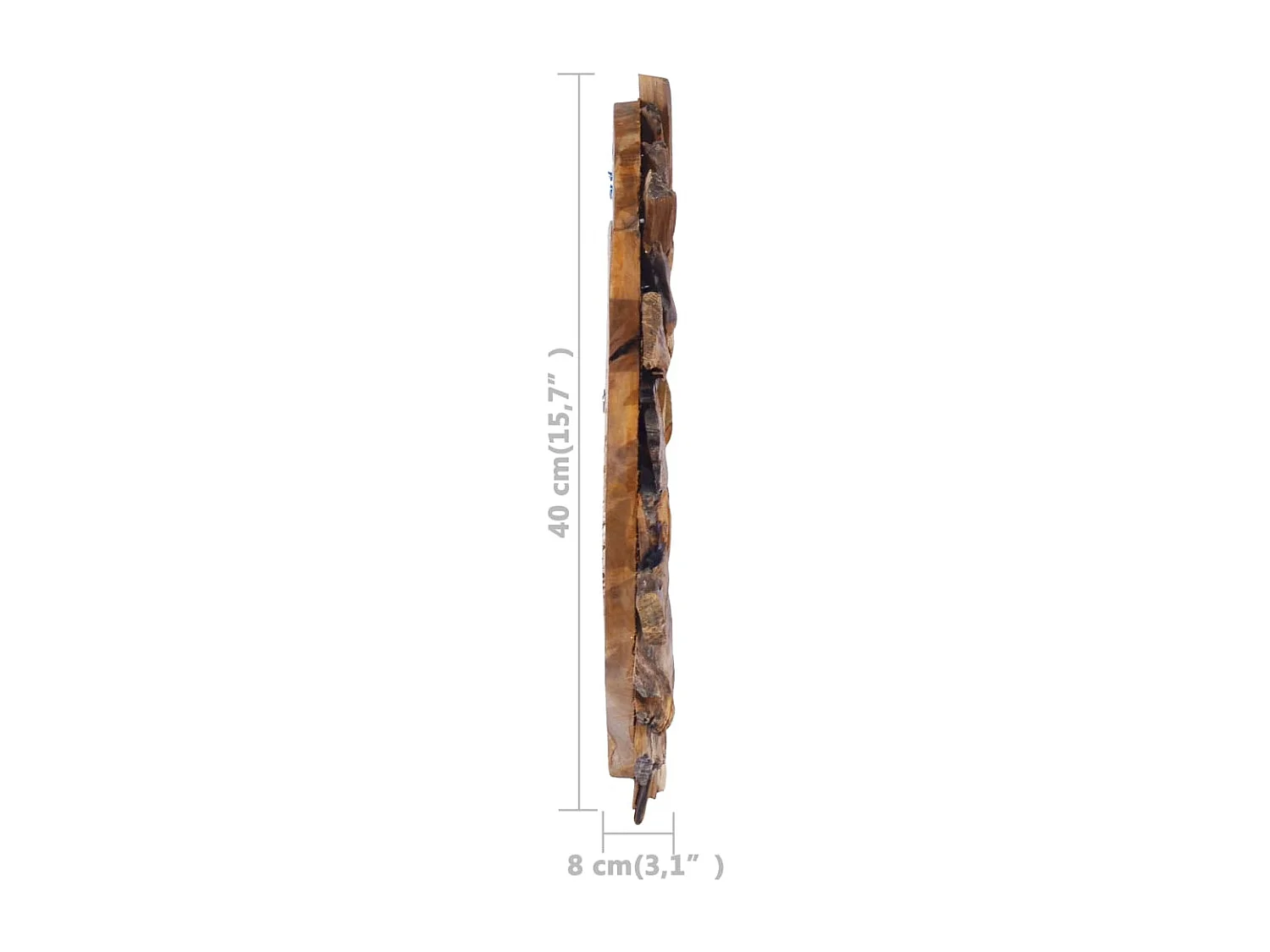 Specchio da parete rotondo in teak da 40 cm