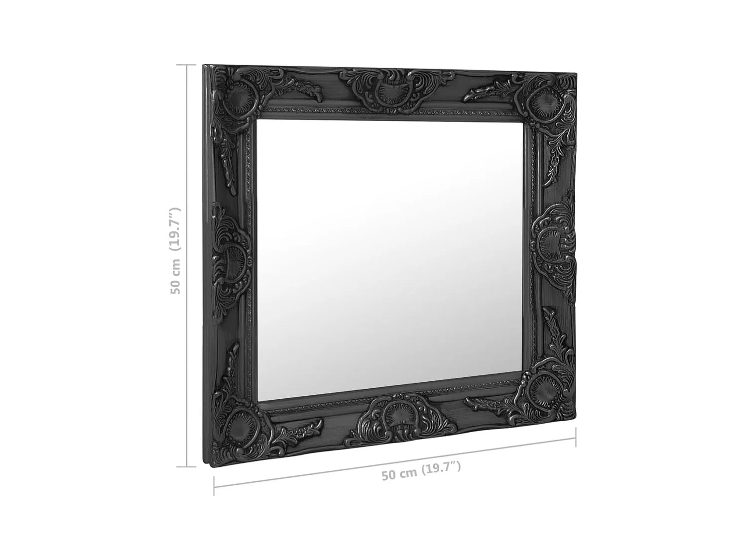 Espejo de pared estilo barroco 50x50 cm negro