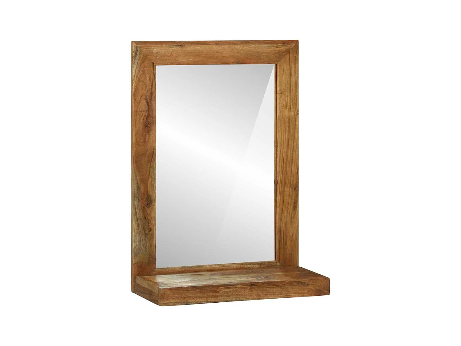 Miroir de salle de bain avec miroir Marron Bois massif d'acacia