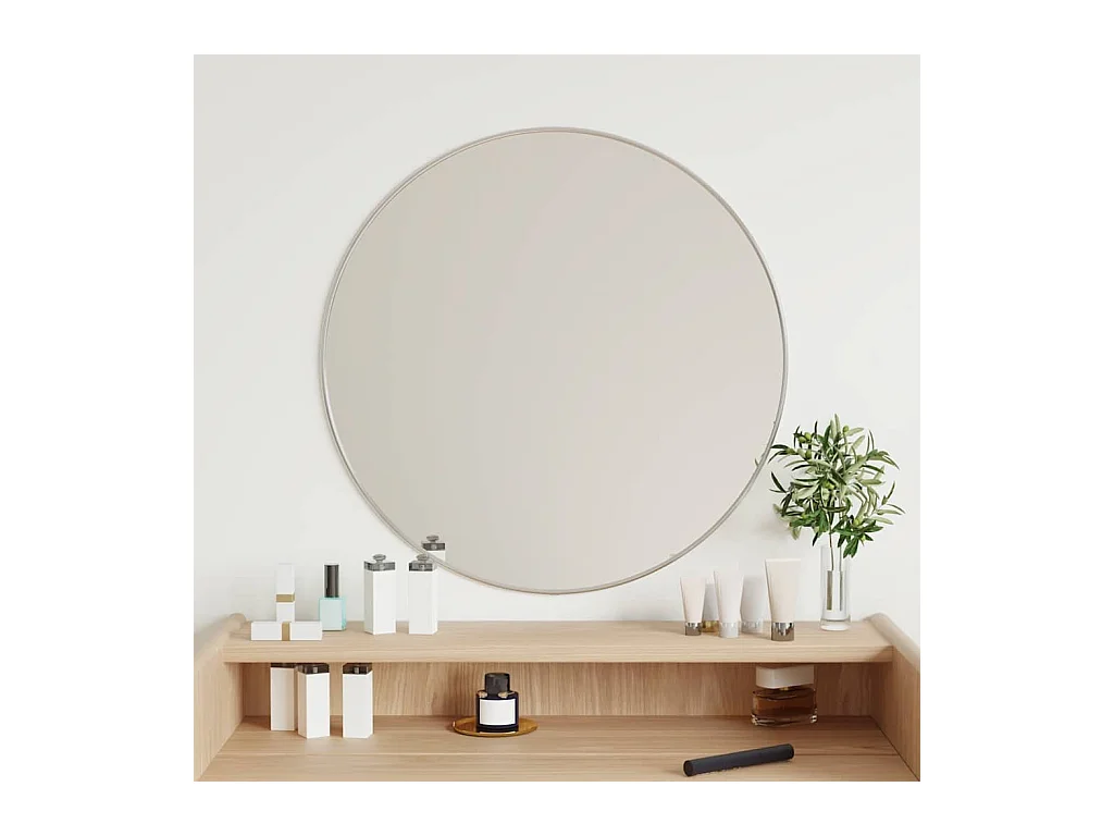 Zilveren wandspiegel Ø 60 cm Rond