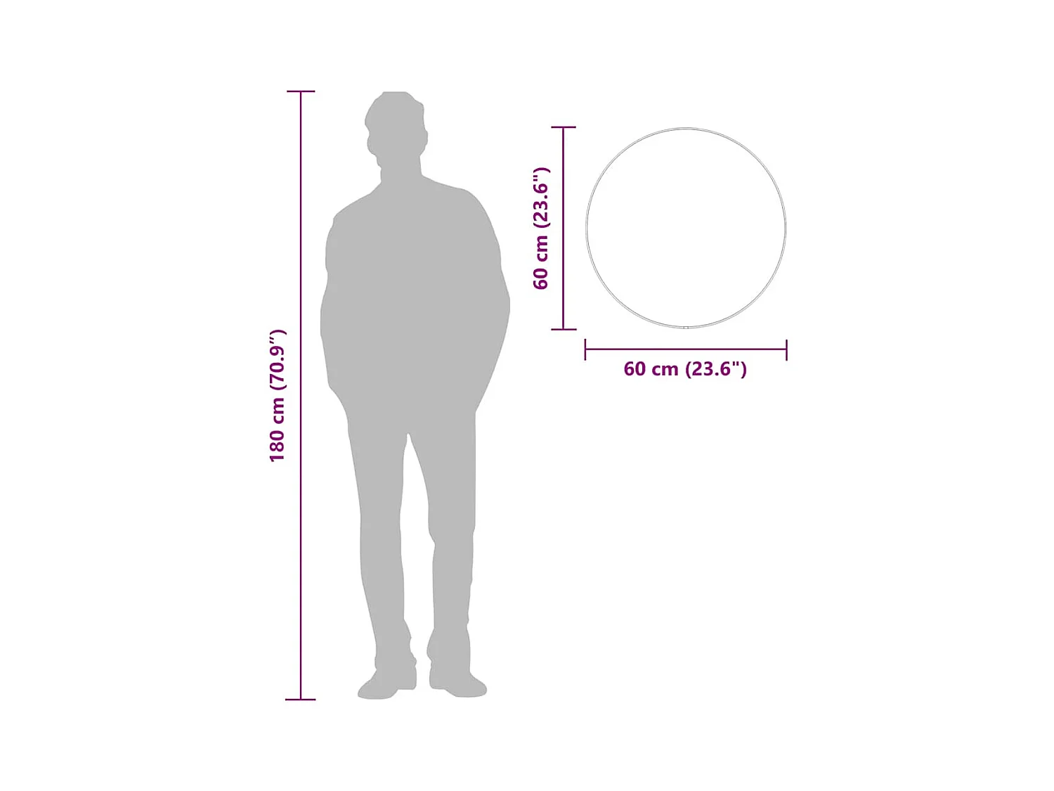 Zilveren wandspiegel Ø 60 cm Rond