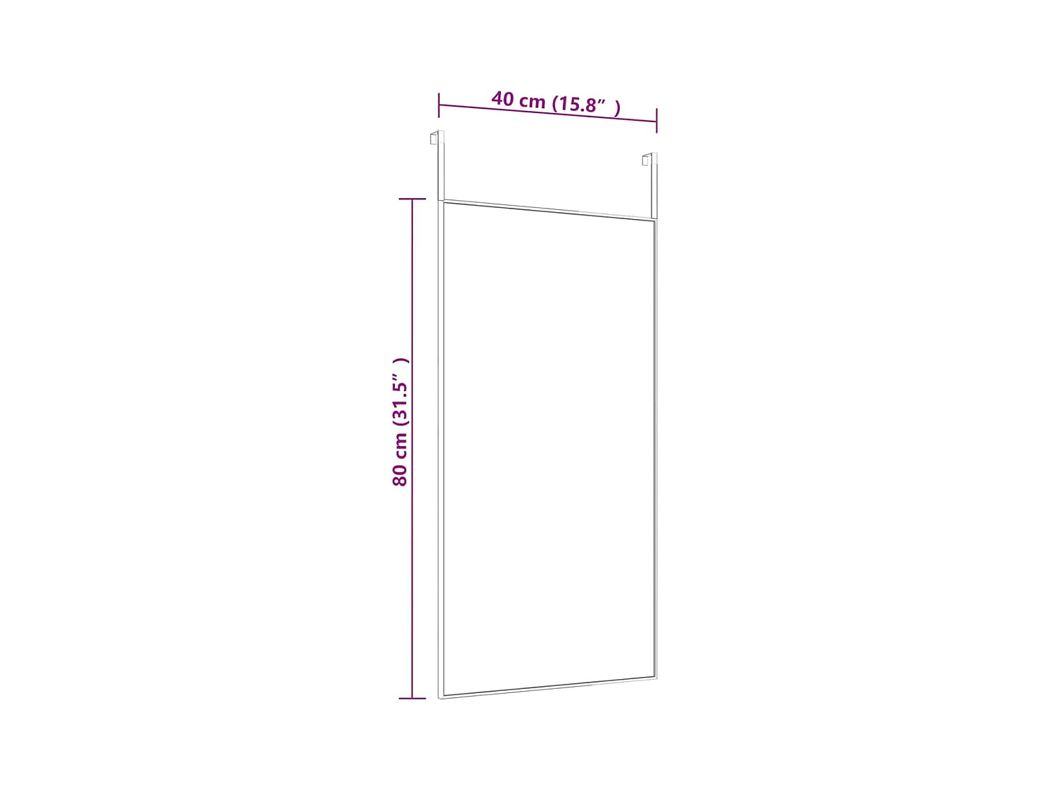 Espejo de puerta negro 40x80 cm Cristal y aluminio