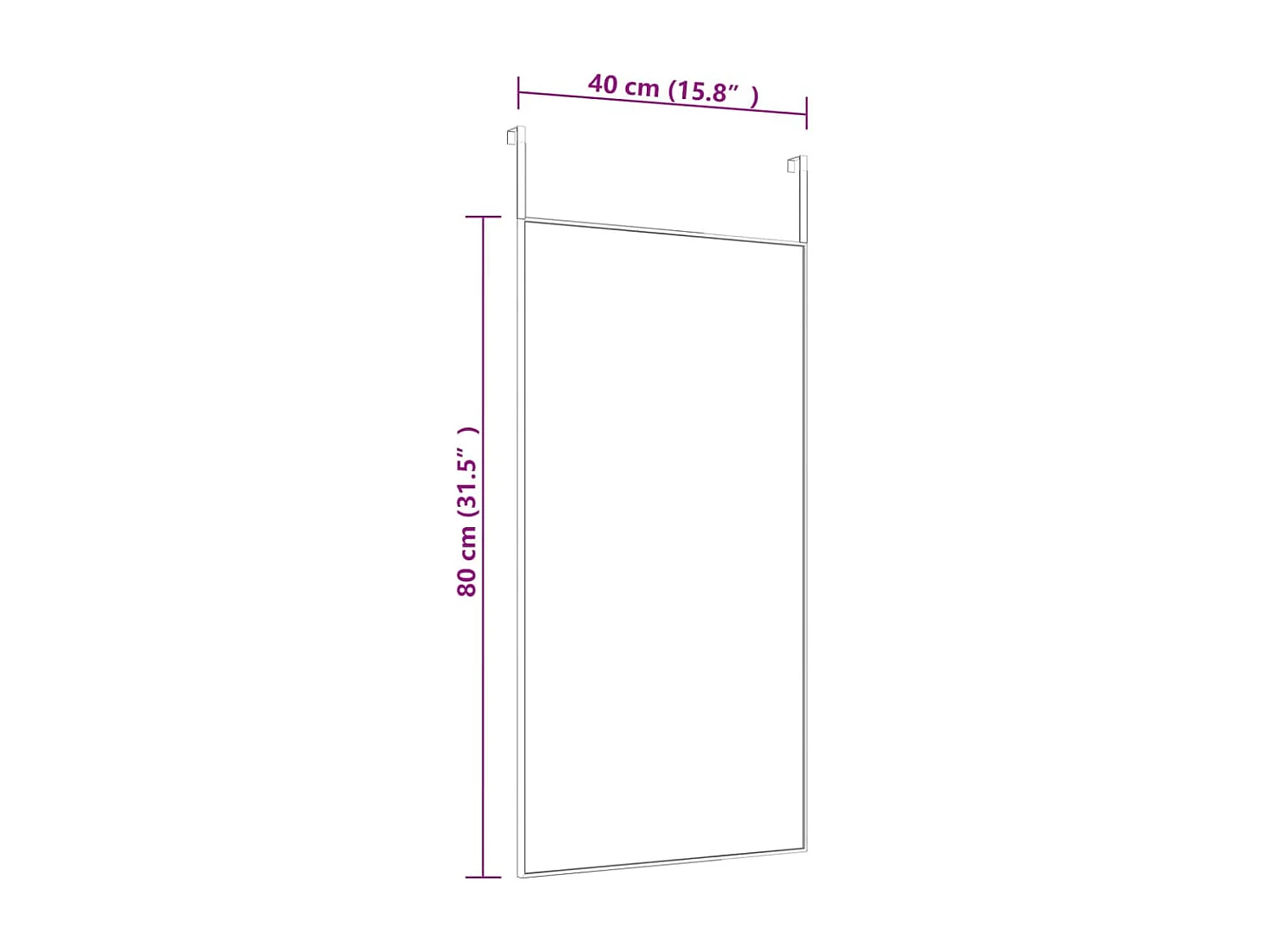 Espejo de puerta negro 40x80 cm Cristal y aluminio