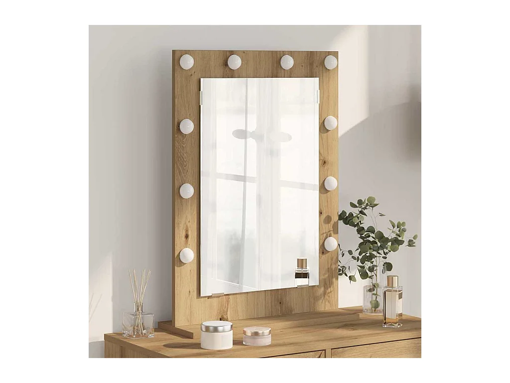 Miroir de vanité avec miroir Chêne artisanal 70 x 50 x 18 cm