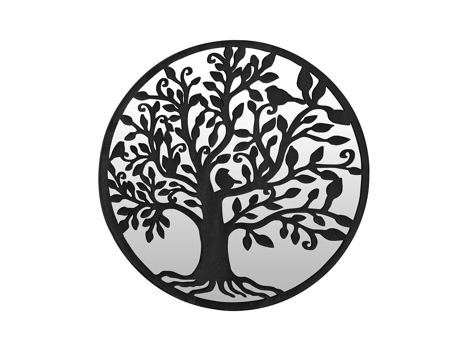 Zwarte tuinspiegel 60x2,5 cm ijzer rond voor buitengebruik