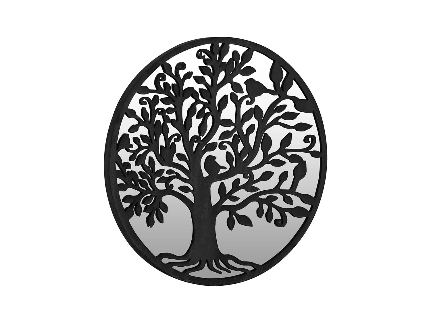 Zwarte tuinspiegel 60x2,5 cm ijzer rond voor buitengebruik