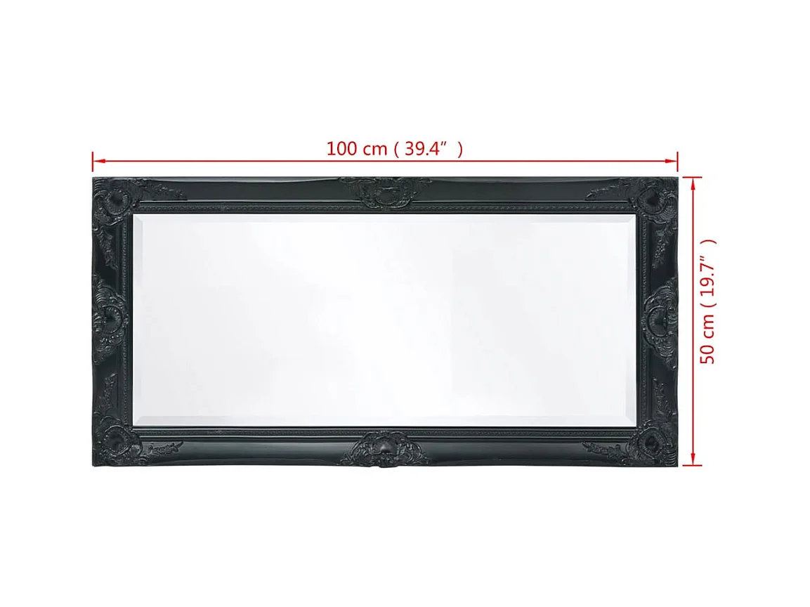 Wandspiegel in barokstijl 100x50 cm zwart