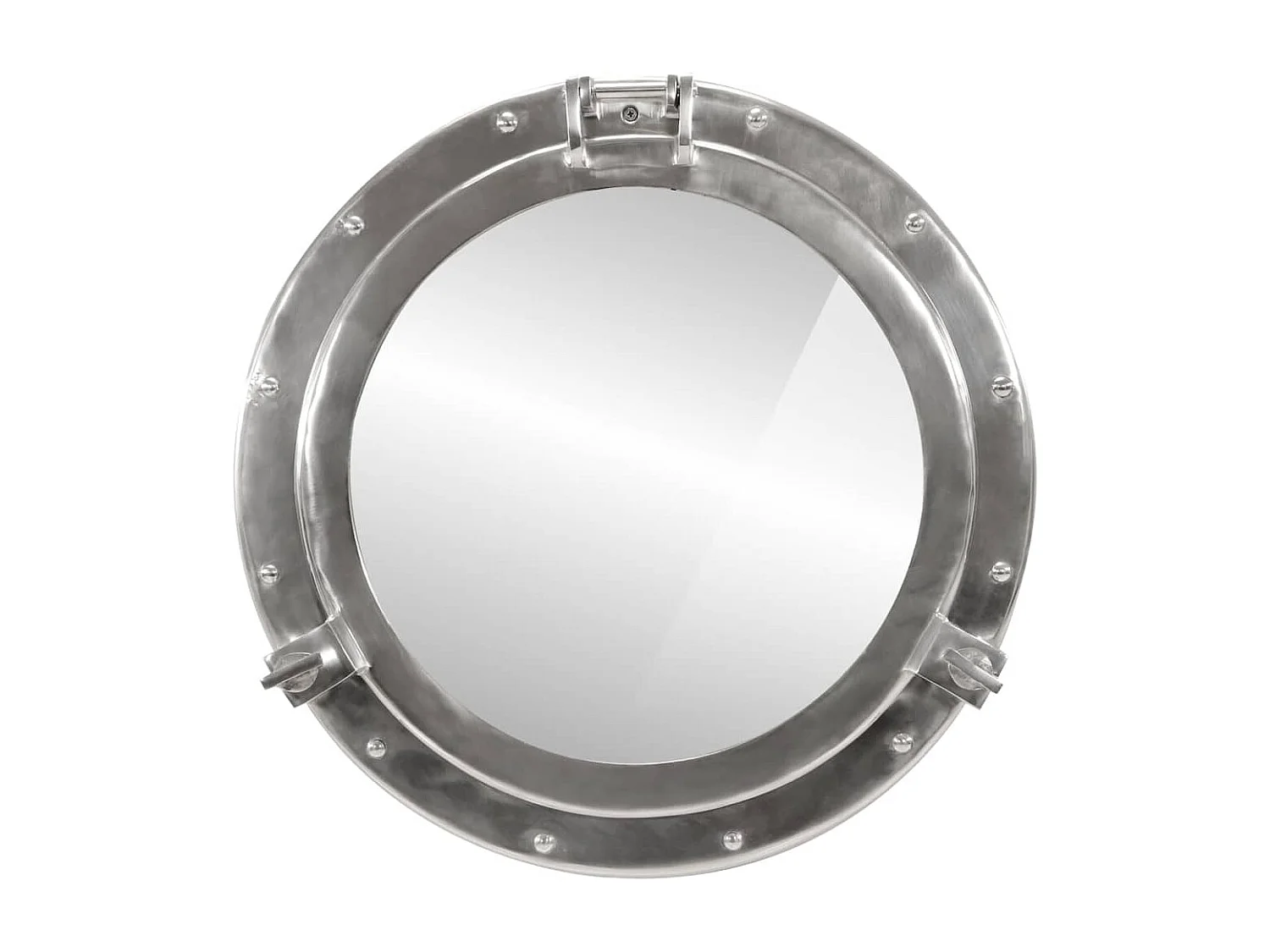 Patrijspoortvormige wandspiegel Ø50 cm aluminium en glas