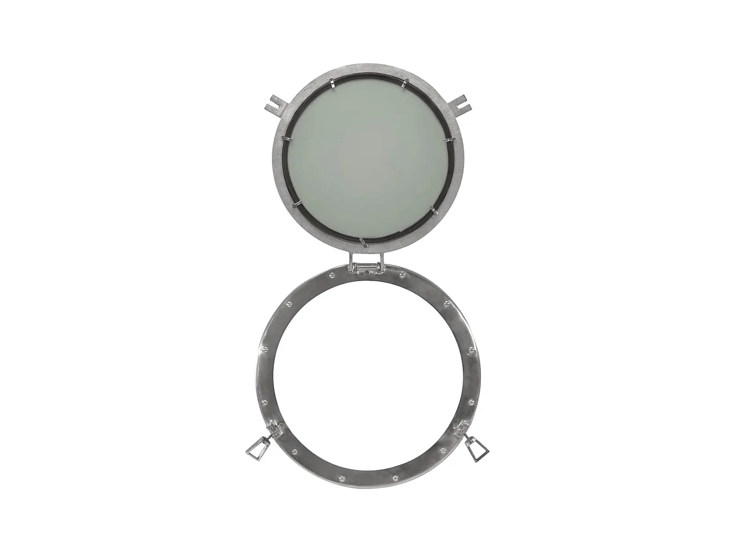 Patrijspoortvormige wandspiegel Ø50 cm aluminium en glas